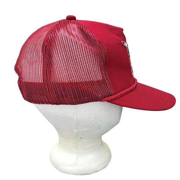 Vintage Santa Fe Red Trucker Hat Railroad Logo Rope Snapback Mesh Mascot Chico - Picture 7 of 8